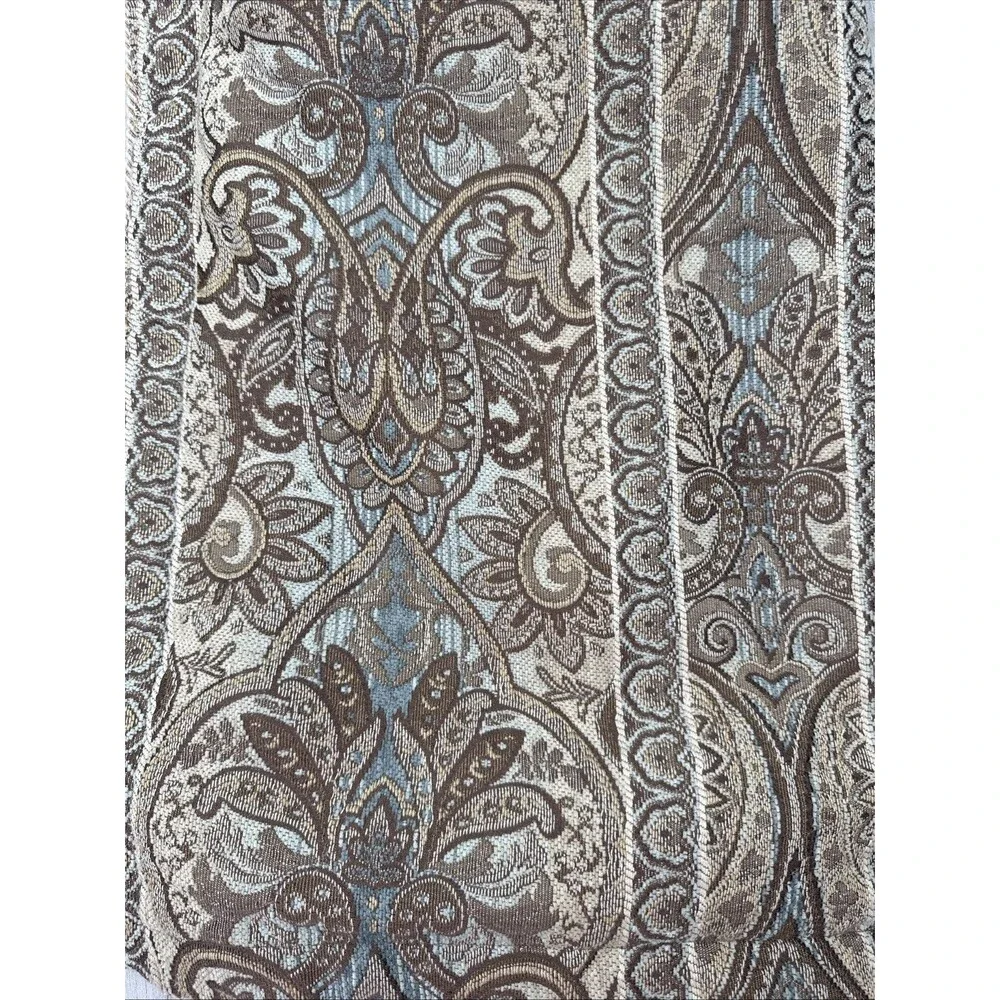 Two CROSCILL Gold Brown Blue Teal King Pillow Shams Baroque Trim Paisley Scroll